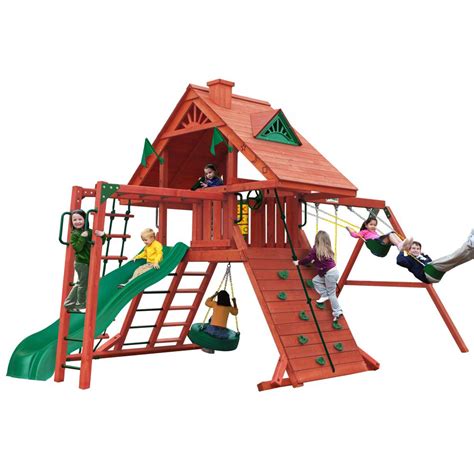 Gorilla Playsets Sun Palace II Wooden Playset with Monkey Bars-01-0013 - The Home Depot