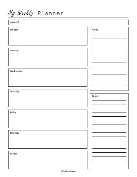 Weekly Planner – Free Printable