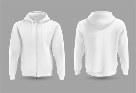 Front and back white hoodie. | Premium Vector