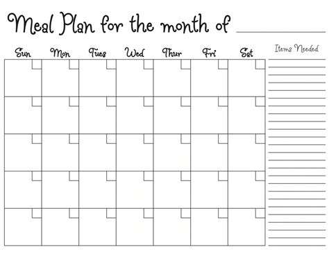 Meal Planning Calendar – Photokapi.com