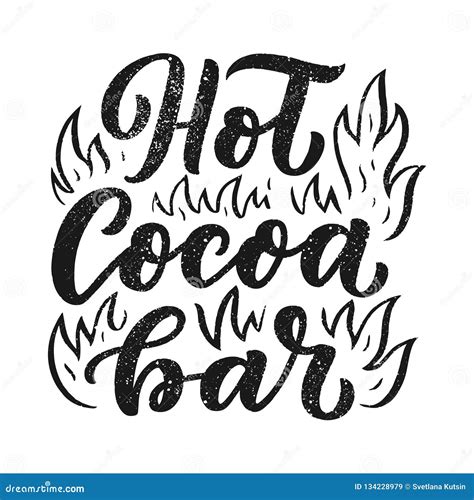 Hot Cocoa Hand Lettering Composition. Hand Drawn Quote for Christmas Signs, Cafe, Bar and ...