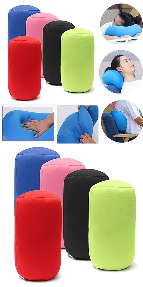 30x16cm Mini Microbead Roll Pillow Soft Column Travel Pillow Neck Nap ...