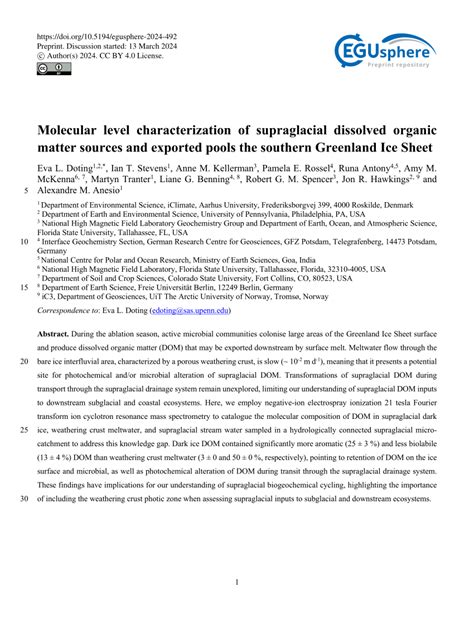 (PDF) Molecular level characterization of supraglacial dissolved ...