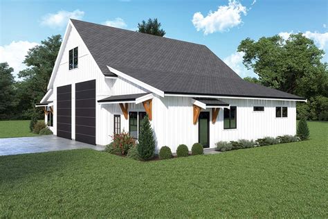 Plan 43654 | Barndominium Style Garage-Living Plan with 924 Sq Ft