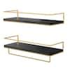 5.71 in. D x 15.7 in. W x 2.28 in. H Gold-Black Floating Shelves with ...