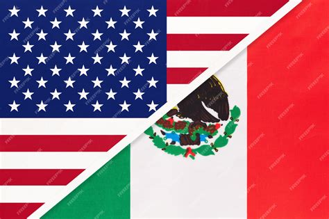 Bandera nacional de estados unidos vs méxico. relación entre dos países ...