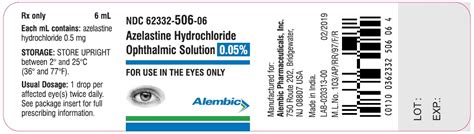 BUY Azelastine Hydrochloride Ophthalmic Solution 0.05% (Azelastine ...