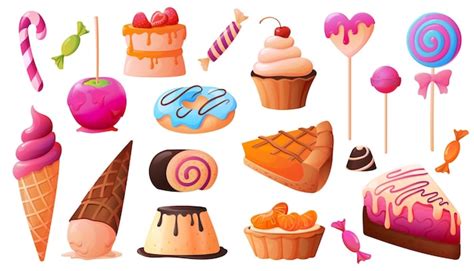 Free Vector | Candy sweets set of isolated cartoon style icons of ...