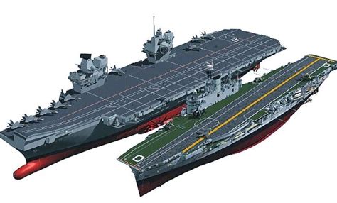 physical size comparison between the HMS Ark Royal R09 and HMS Queen Elizabeth ...