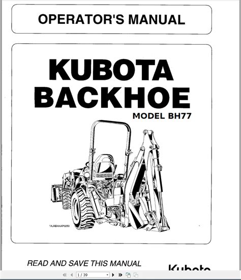 Kubota BH77 OWNERS OPERATORS MAINTENANCE Manual Download - Kubota Manual