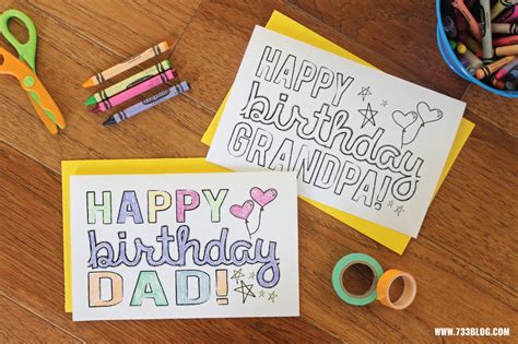 Printable Coloring Birthday Cards for Dad & Grandpa