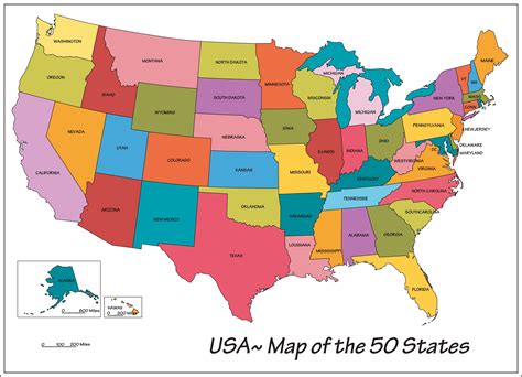 Printable Map Of 50 States