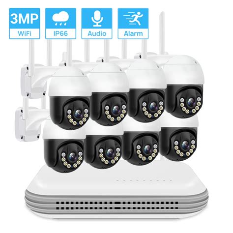 Hamrol 8CH 3MP HD Wireless CCTV System Two Way Audio H.265 Waterproof ...