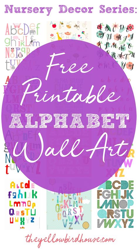 Nursery Decor Series: 19 Free Printable Alphabet Wall Art Pieces