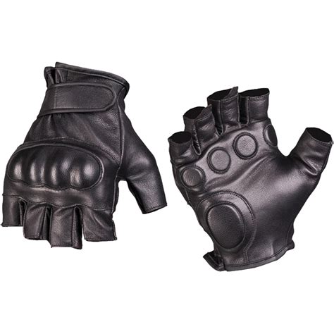 Mil-Tec Tactical Fingerless Leather Gloves Black | Black | Military 1st