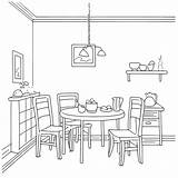 Dining Room Coloring Pages Clipart Kids Table Colouring Drawing Houses  sketch template