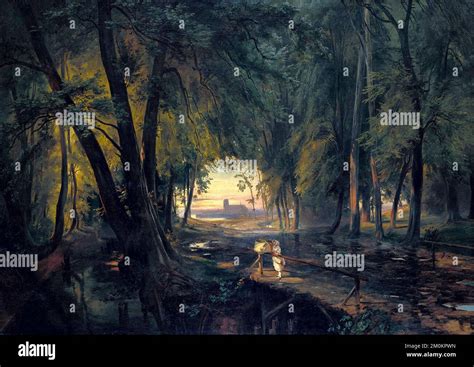 Carl Blechen, Forest path near Spandau, landscape painting in oil on ...