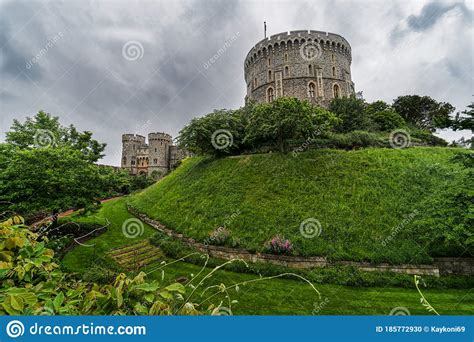 Windsor Castle and Its Garden with a Dramatic Sky Background Editorial ...