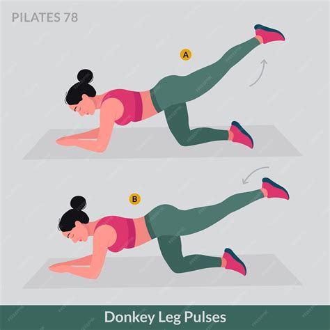 Premium Vector | Donkey leg pulses exercise, woman workout fitness ...