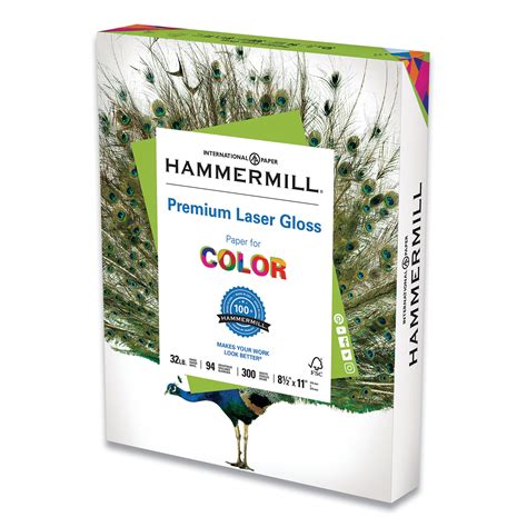 Hammermill Color Laser Gloss Paper, 94 Brightness, 32 lb, 8 1/2 x 11, White, 300 Sheets/Pack ...