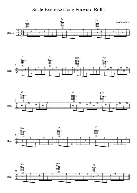 5 string banjo scale exercise forward rolls