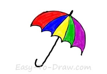 How to Draw a Cartoon Umbrella in The Rain for Kids » Easy-To-Draw.com