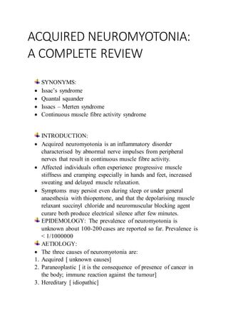 NEUROMYOTONIA : A COMPLETE REVIEW | PDF