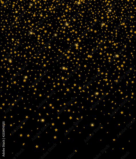 Gold glitter falling stars on black background. Stock Vector | Adobe Stock