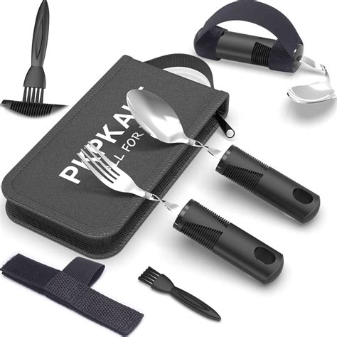 Buy PKPKAUT Adaptive Utensils for Parkinsons Patients Elderly, Weighted Utensils for Hand ...