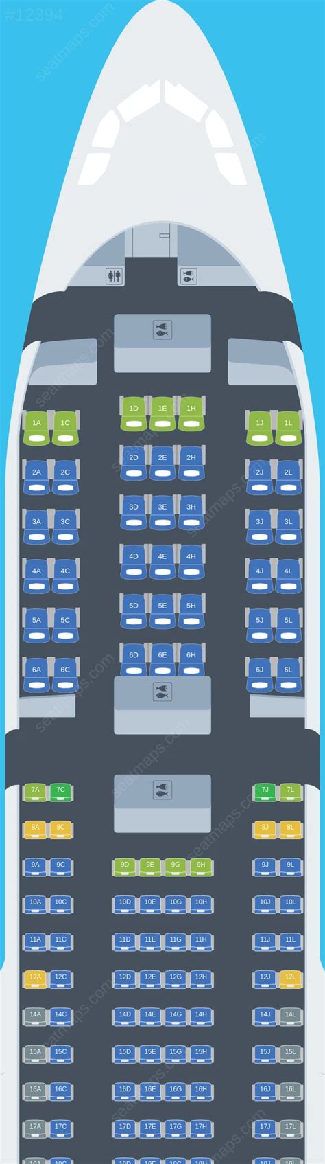 Seat map of Iberia Airbus A330-200 aircraft