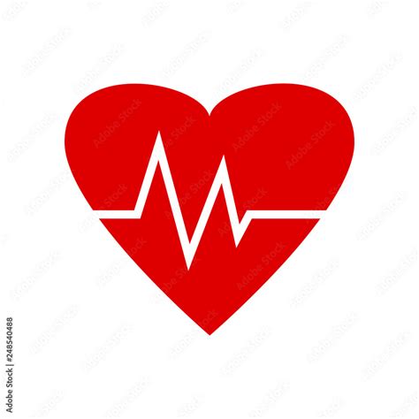 Heartbeat icon. Red heart beat pulse. Medical symbol. Vector illustration Stock Vector | Adobe Stock