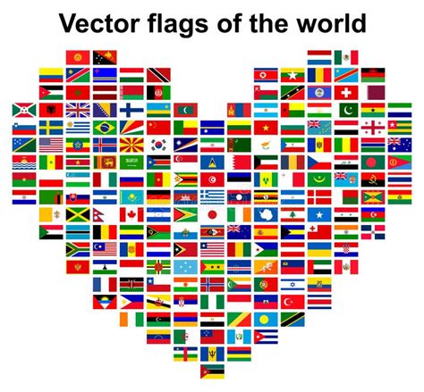 Set of Separated Flags in the Shape of a Heart Stock Vector - Illustration of international ...