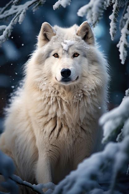 Premium AI Image | a white wolf in the snow