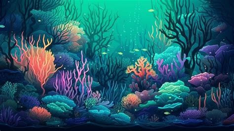 수중 산호 만화 배경, 해저, 배경, 바탕 배경 일러스트 및 사진 무료 다운로드 - Pngtree