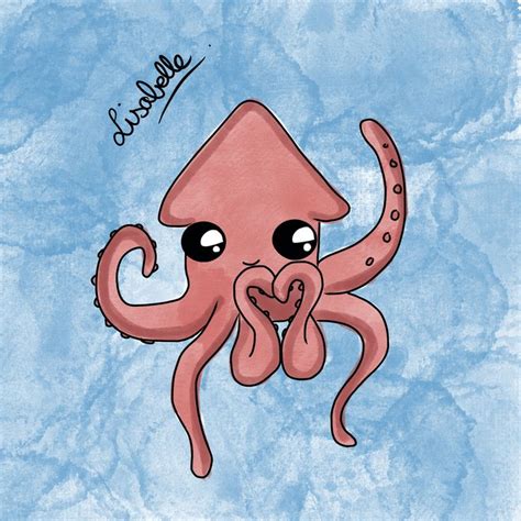 Sweet squid sends you love | Squid drawing, Baby animal drawings, Octopus drawing