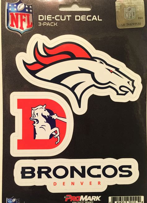 Denver Broncos Set of 3 Die Cut Decal Stickers Retro Logo Free Shipping ...