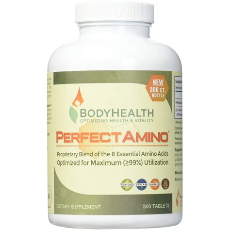 Perfect Amino (300 Tablets) 8 Essential Amino Acid Tablets with BCAA by BodyHealth, Vegan ...