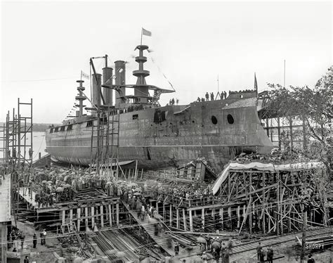 Bath Iron Works -- launch of the battleship U.S.S. Georgia - a photo on ...