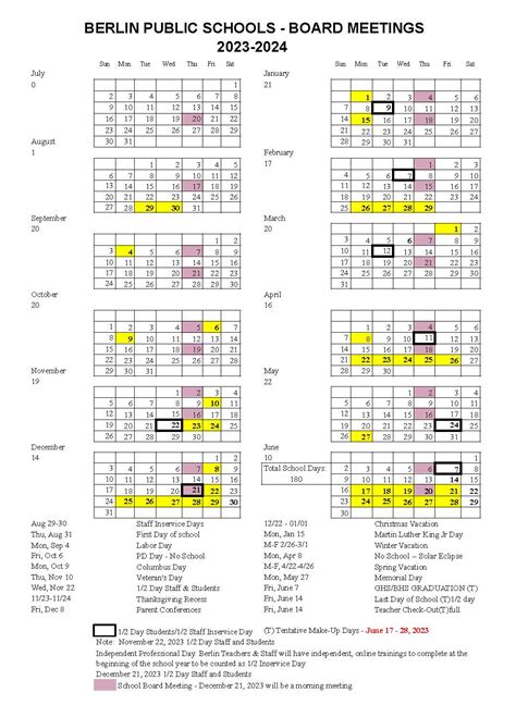 Calendar | Berlin Public Schools