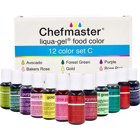 Chefmaster Liqua-Gel 12 Color Cake Food Coloring - Set C - Walmart.com ...