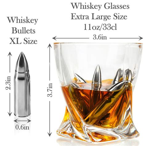 Whiskey 6 XL Bullets & Glasses Gift Set - Frolk Bar Gift Sets