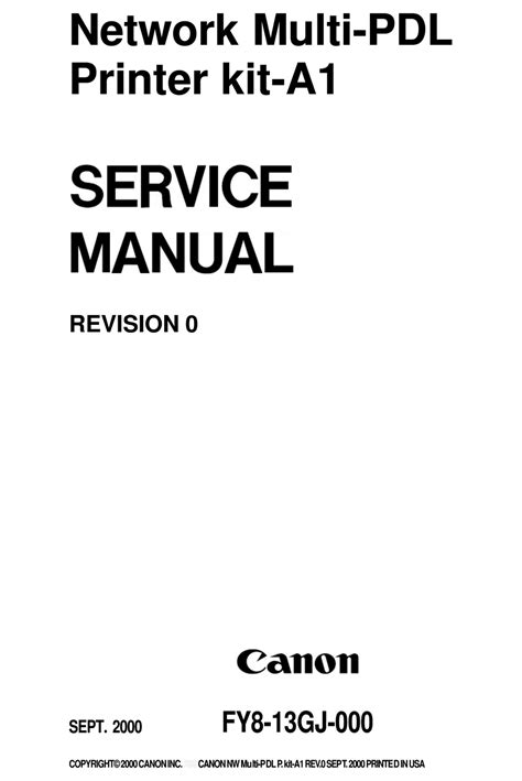 CANON KIT-A1 SERVICE MANUAL Pdf Download | ManualsLib