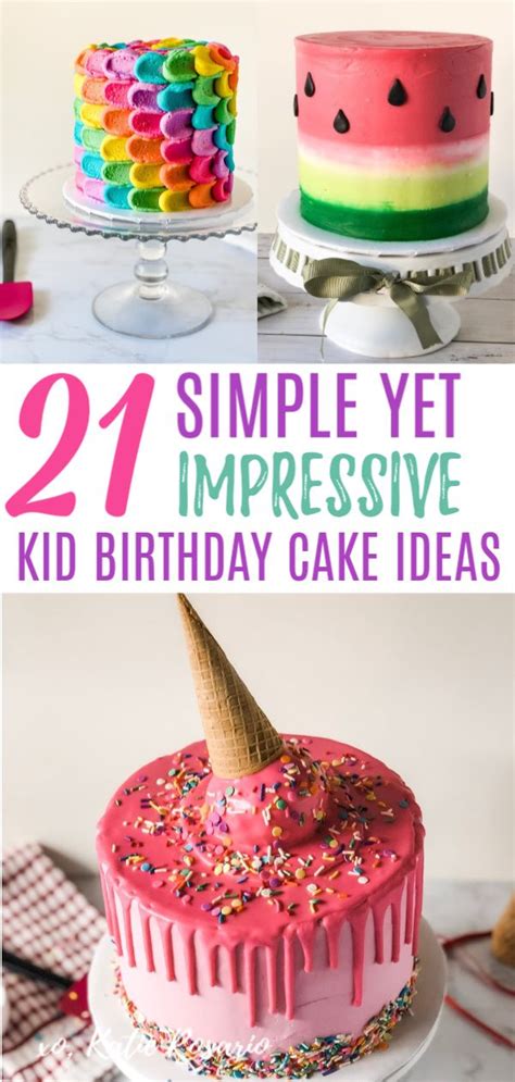 21 Simple Yet Impressive Kid Birthday Cake Ideas - XO, Katie Rosario | Easy cakes for kids, Easy ...