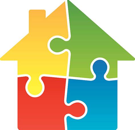 House Puzzle Pieces Green Red Illustrations, Royalty-Free Vector Graphics & Clip Art - iStock