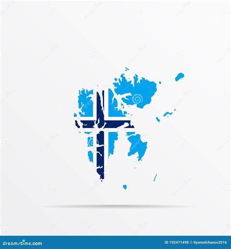 Vector Map Svalbard, Spitsbergen, Spitzbergen Combined with Svalbard Flag Stock Vector ...