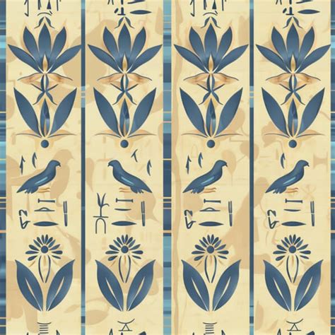 Download Decorative Scrolls with Birds, Flowers, and Egyptian Hieroglyph Patterns Online ...