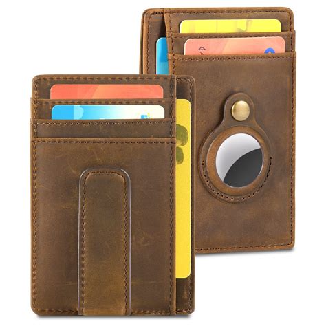 Buy Holder for Airtag Wallet: Genuine Leather Slim Money Clip Wallet ...