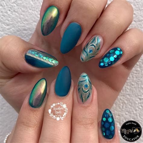 🌈 𝗥𝗮𝗶𝗻𝗯𝗼𝘄 𝗡𝗮𝗶𝗹𝘀 𝗣𝗹𝘆𝗺𝗼𝘂𝘁𝗵 💅🏼 on Instagram: “Peacock inspired 💙 all ...