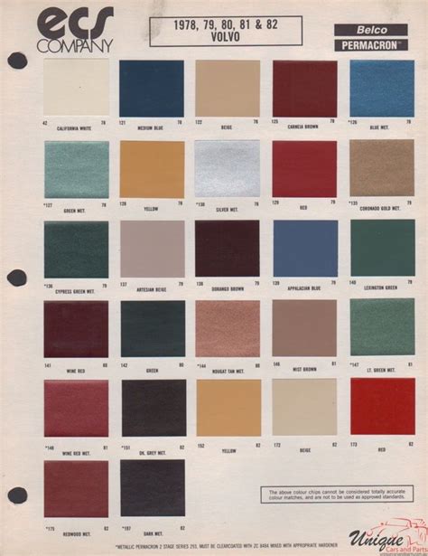 Volvo Paint Chart Color Reference | Paint charts, Volvo, Classic cars vintage