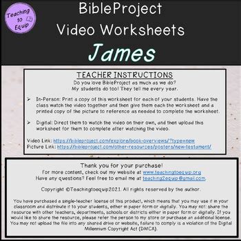 James Bible Summary by Teaching to Equip | Teachers Pay Teachers